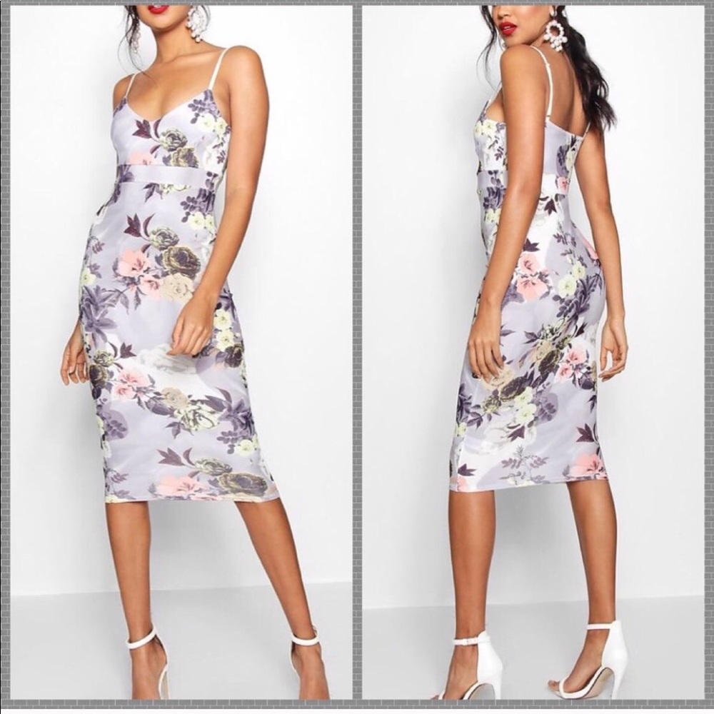 Bodycon Floral Midi Dress